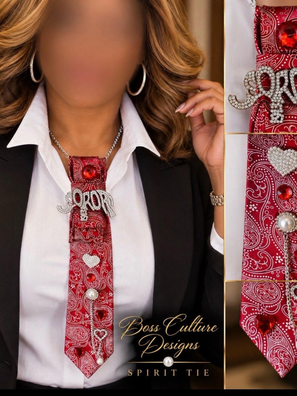 Red Paisley Crystal Spirit Tie Necklace